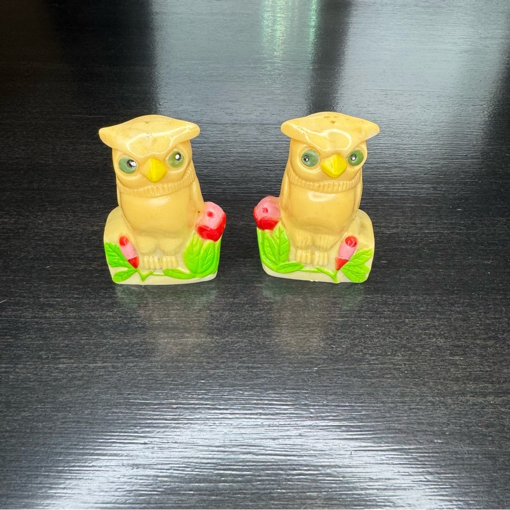 Vintage H.K. Plastic owl Salt and Pepper Shakers
